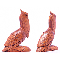 Wooden Flamingo Handmade From Hibiscus Wood With Brown Polished