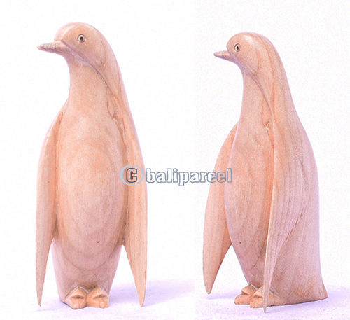 Wooden Pinguin, Handmade From Hibiscus Wood With Natural Polished