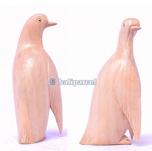 Wooden Pinguin, Handmade From Hibiscus Wood With Natural Polished