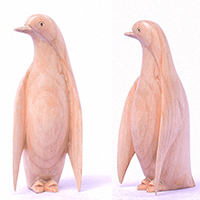 Wooden Pinguin, Handmade From Hibiscus Wood With Natural Polished