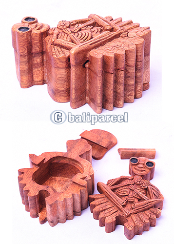 Wooden Box With Primitiv Shape, Hand Made From Suar Wood