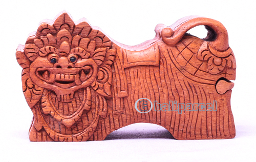 Wooden Box With Barong Shape, Hand Made From Suar Wood
