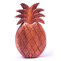 Wooden Box With Pineapple Shape, Hand Made From Suar Wood