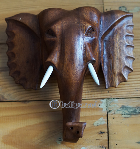 Wooden Wallhanging Elephant Head, Hand Made From Suar Wood