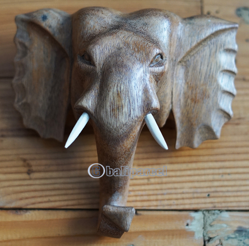 Wooden Wallhanging Elephant Head, Hand Made From Suar Wood