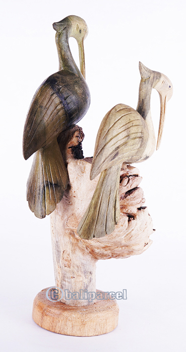 Wooden Bird With Parasite Wood, Handmade From Waru Wood