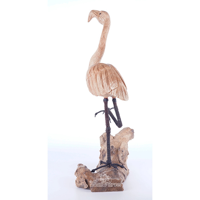 Wooden Flamingo, Hand Carved From Hibiscus Wood