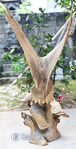Wooden Eagle With Baby, Handcrafted From Waru Wood