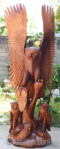 Wooden Owl, Handmade From Suar Wood