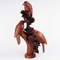 Wooden 3 Bird With Parasite Wood, Hand Made From Suar Wood