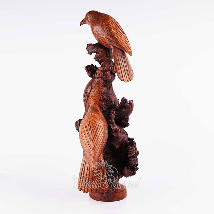 Wooden 3 Bird With Parasite Wood, Hand Made From Suar Wood