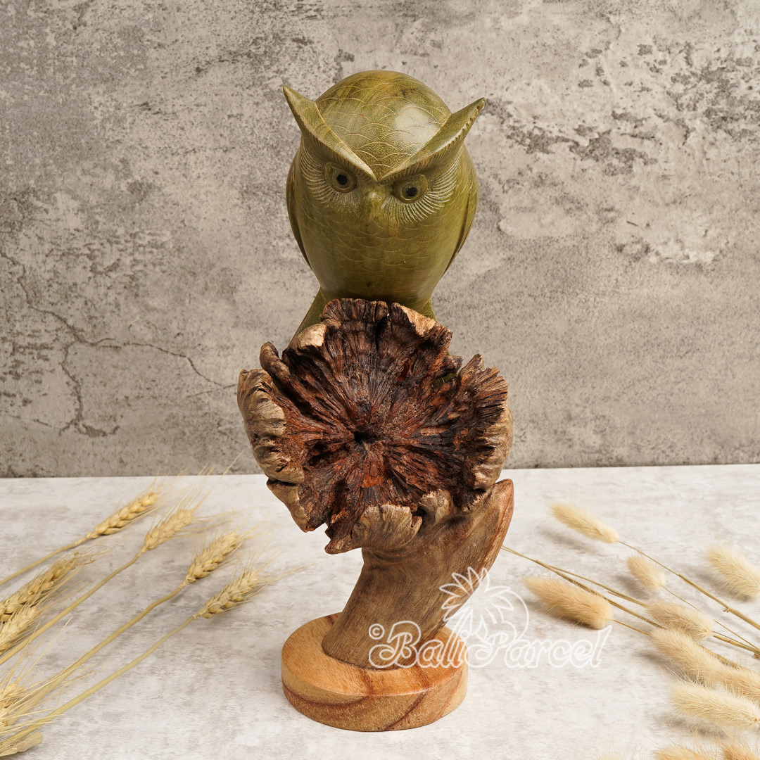 Wooden Owl, Handmade From Hibiscus Wood
