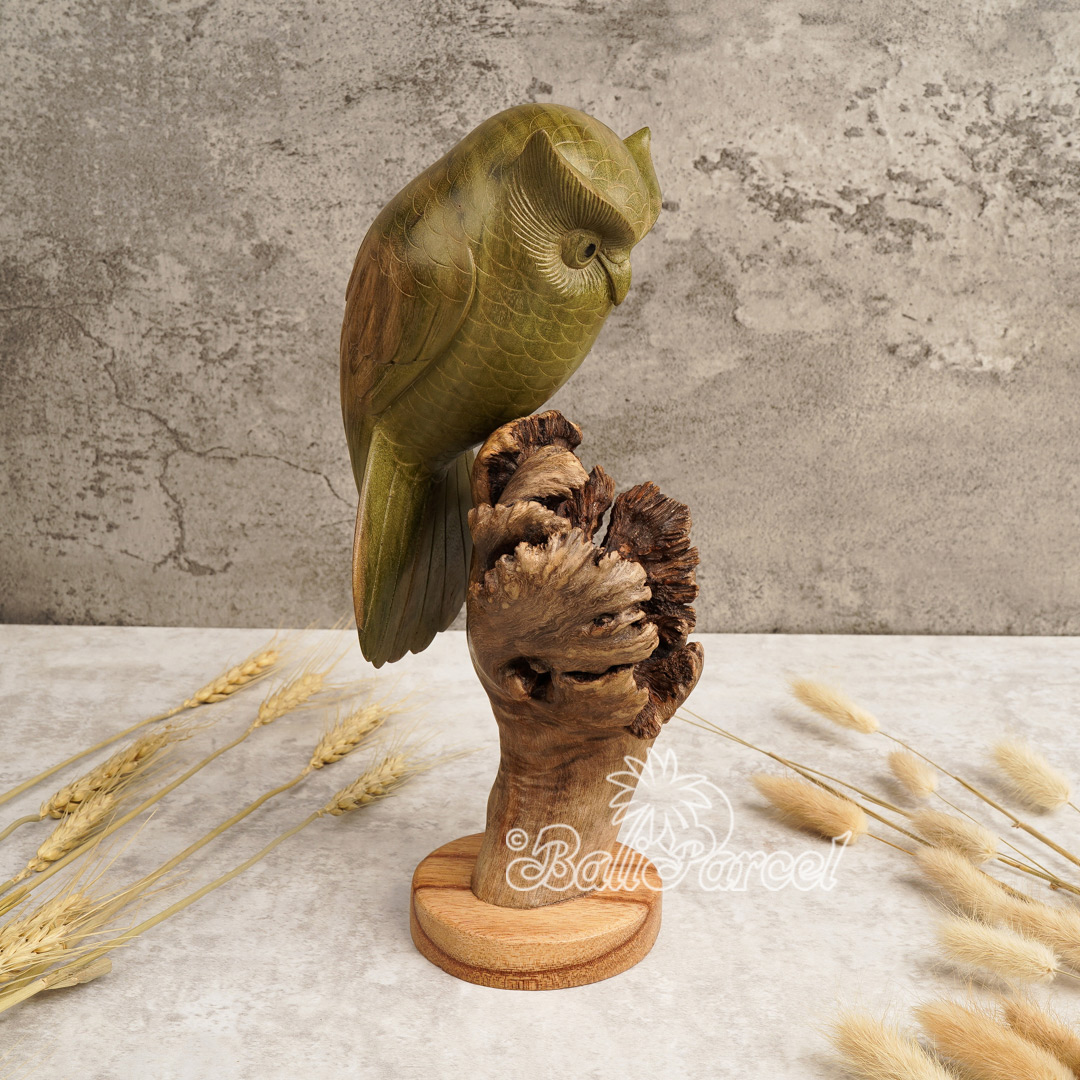 Wooden Owl, Handmade From Hibiscus Wood