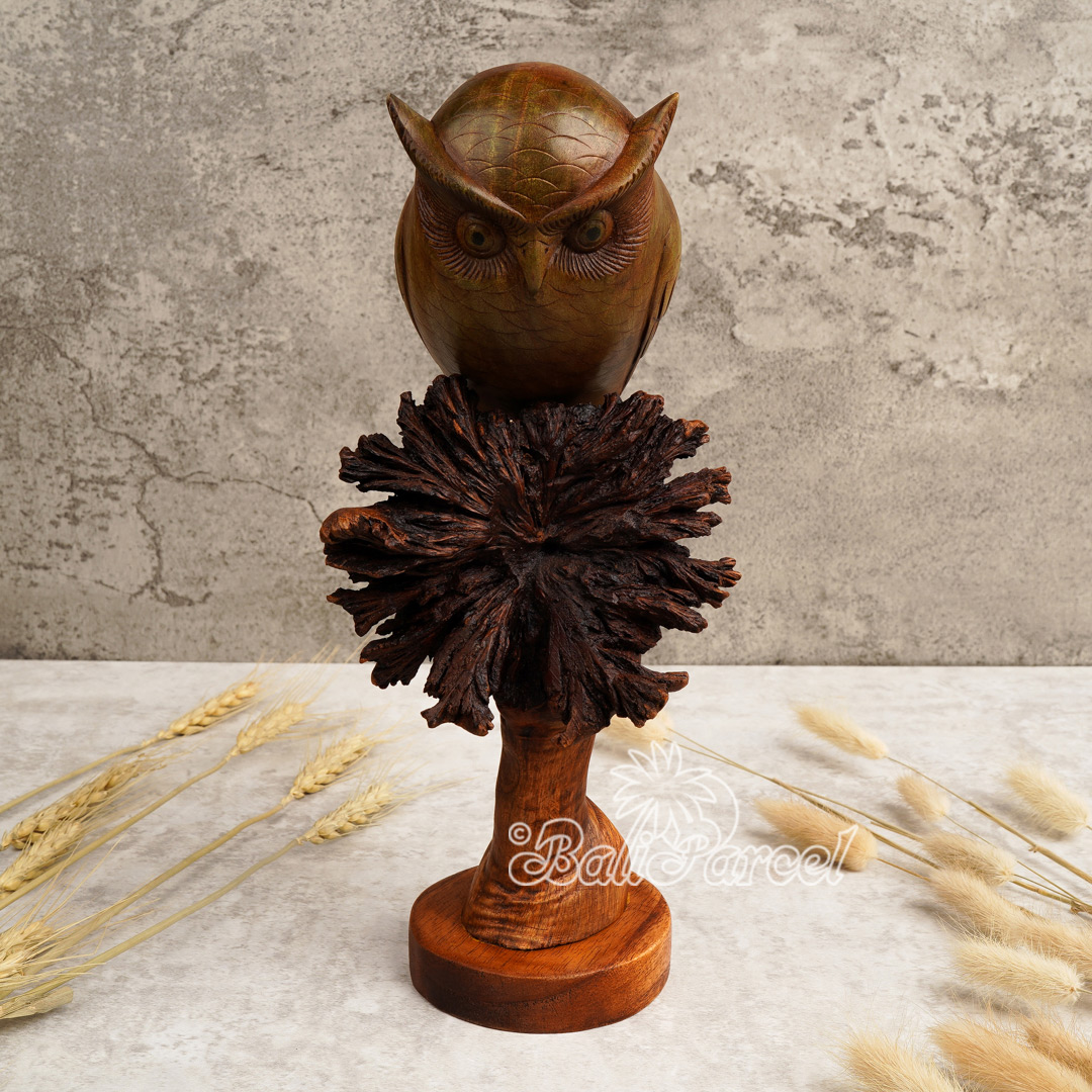 Wooden Owl, Handmade From Hibiscus Wood
