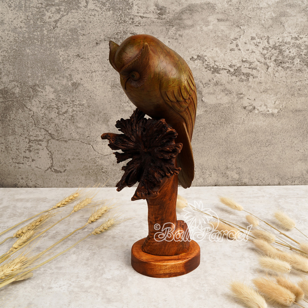 Wooden Owl, Handmade From Hibiscus Wood