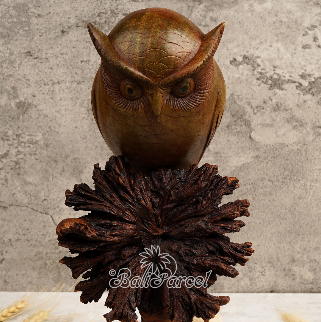 Wooden Owl, Handmade From Hibiscus Wood