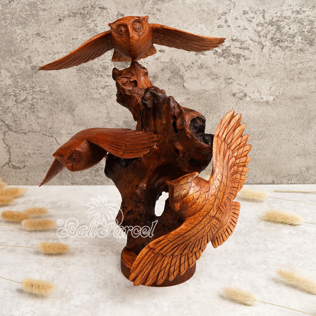 Wooden Owl, Handmade From Hibiscus Wood