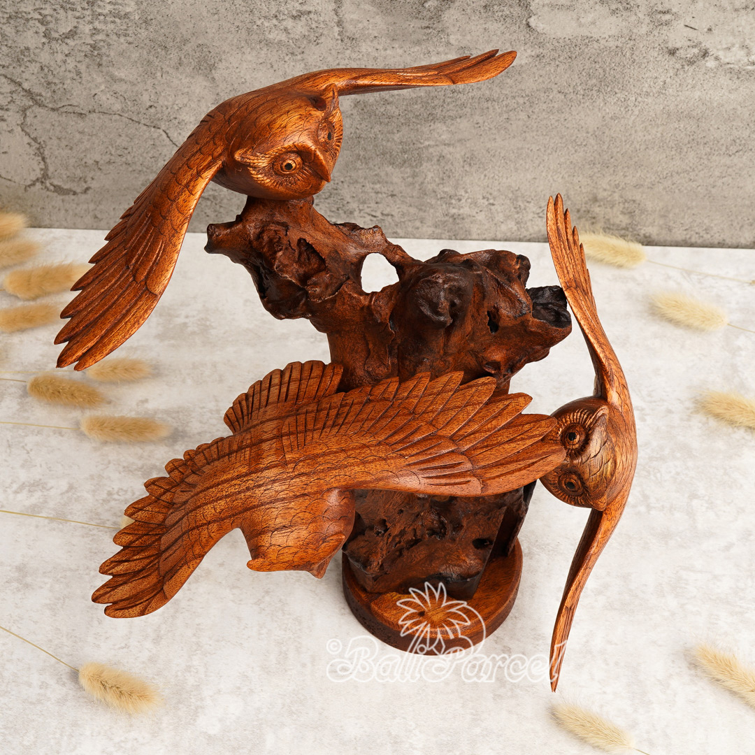 Wooden Owl, Handmade From Hibiscus Wood