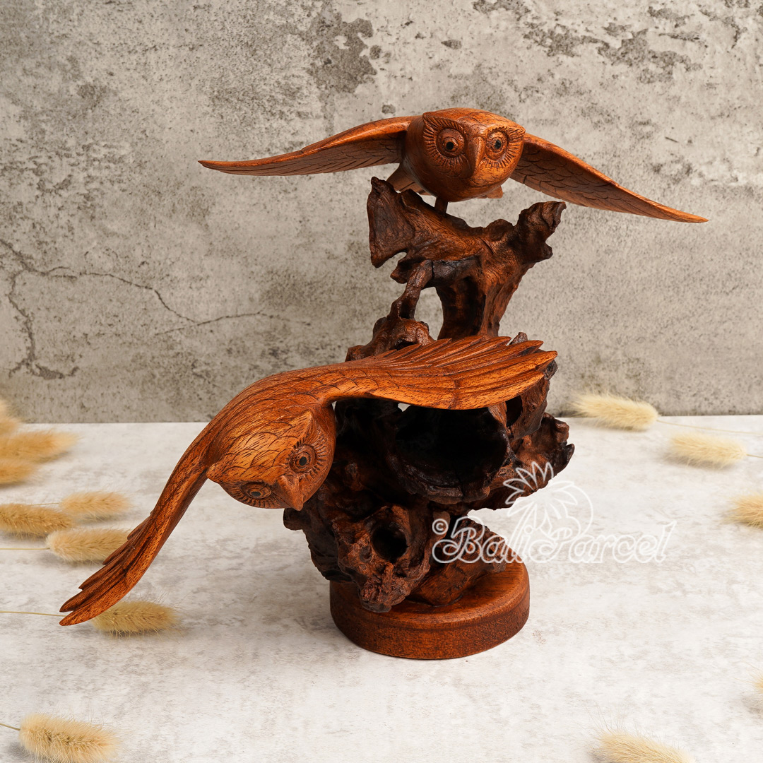 Wooden Owl, Handmade From Hibiscus Wood