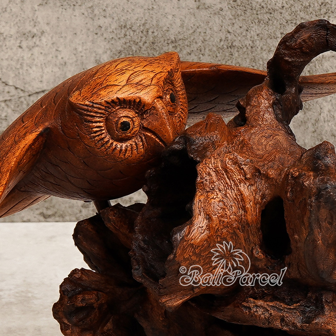 Wooden Owl, Handmade From Hibiscus Wood