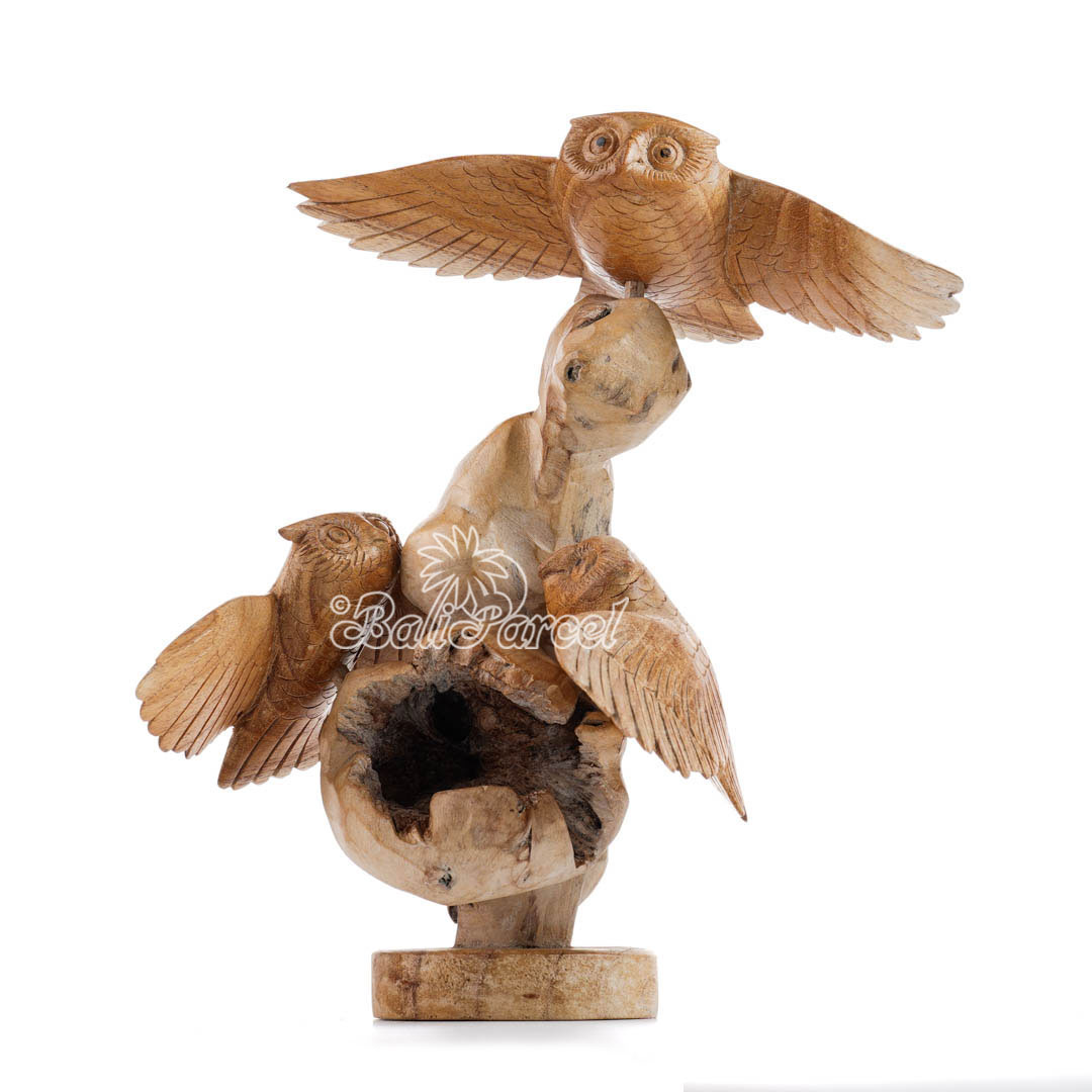 Wooden Owl, Handmade From Hibiscus Wood