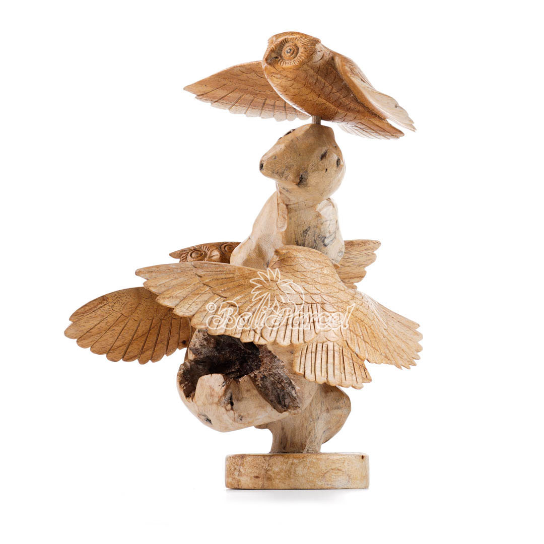 Wooden Owl, Handmade From Hibiscus Wood