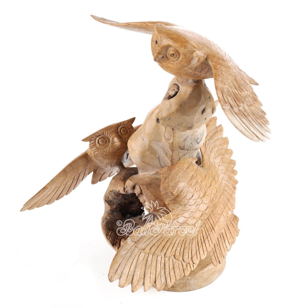 Wooden Owl, Handmade From Hibiscus Wood