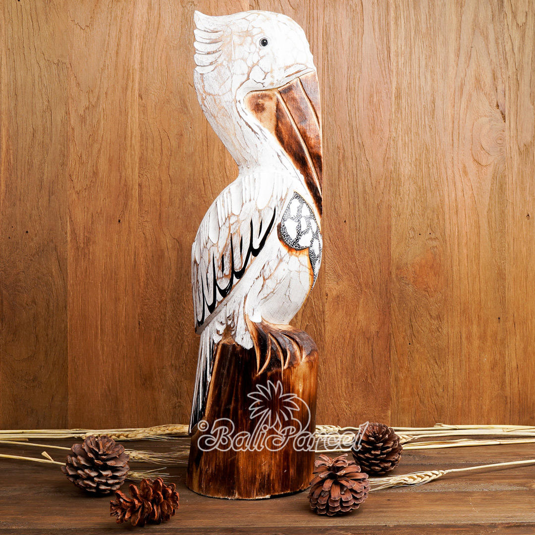 Wooden Pelican, Handmade From Hibiscus Wood