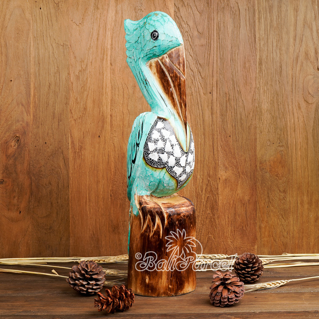 Wooden Pelican, Handmade From Hibiscus Wood