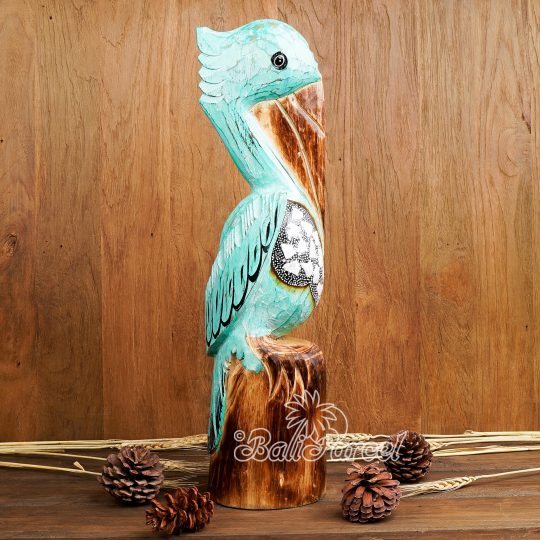 Wooden Pelican, Handmade From Hibiscus Wood