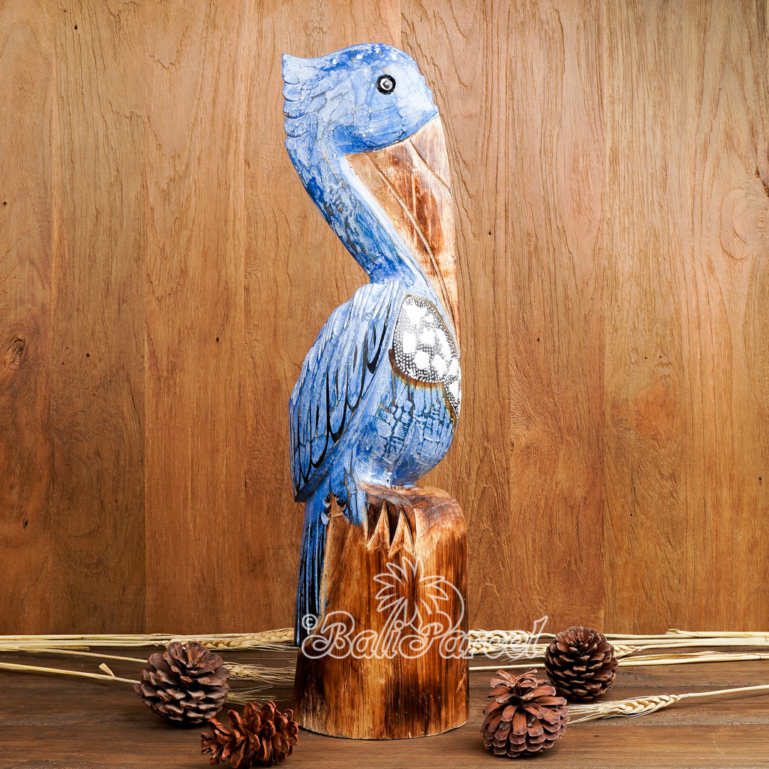 Wooden Pelican, Handmade From Hibiscus Wood