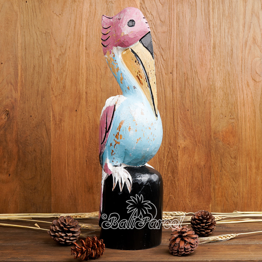 Wooden Pelican, Handmade From Hibiscus Wood