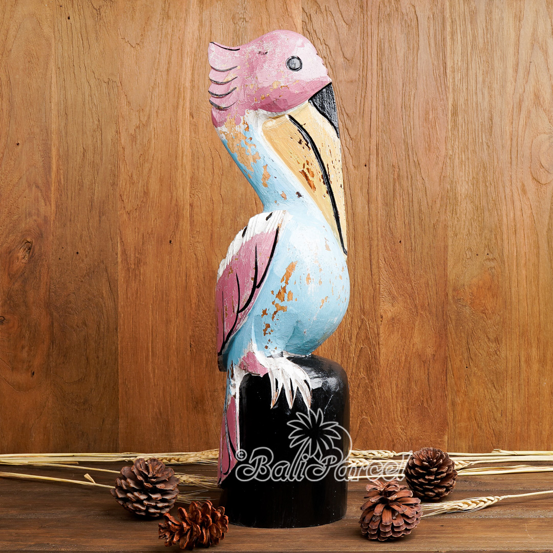 Wooden Pelican, Handmade From Hibiscus Wood