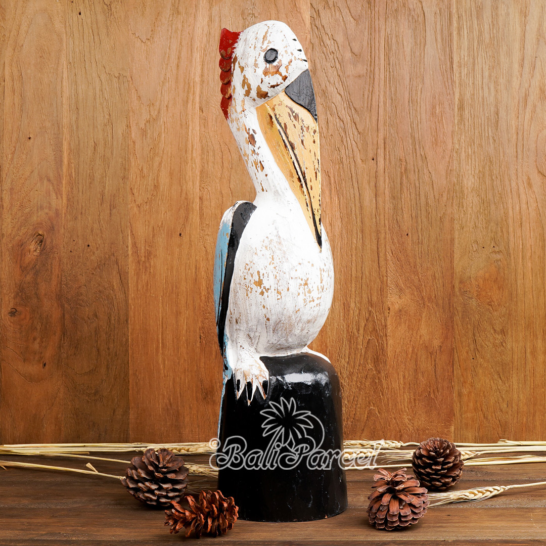 Wooden Pelican, Handmade From Hibiscus Wood