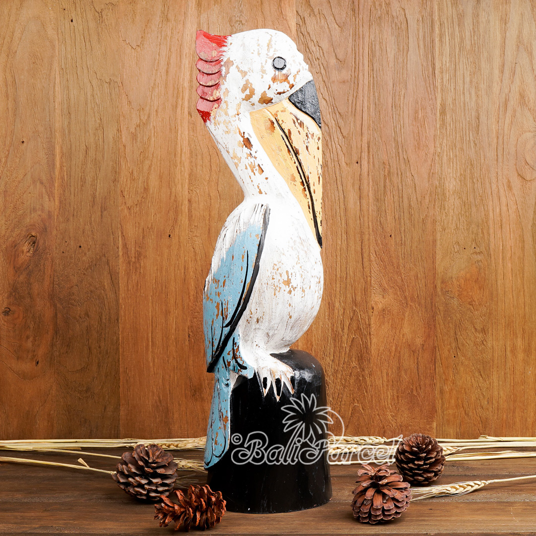 Wooden Pelican, Handmade From Hibiscus Wood