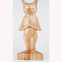 Wooden Cat Meditation, Handmade From Hibiscus Wood