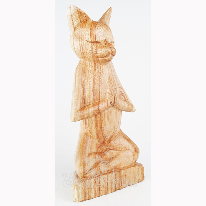 Wooden Cat Meditation, Handmade From Hibiscus Wood