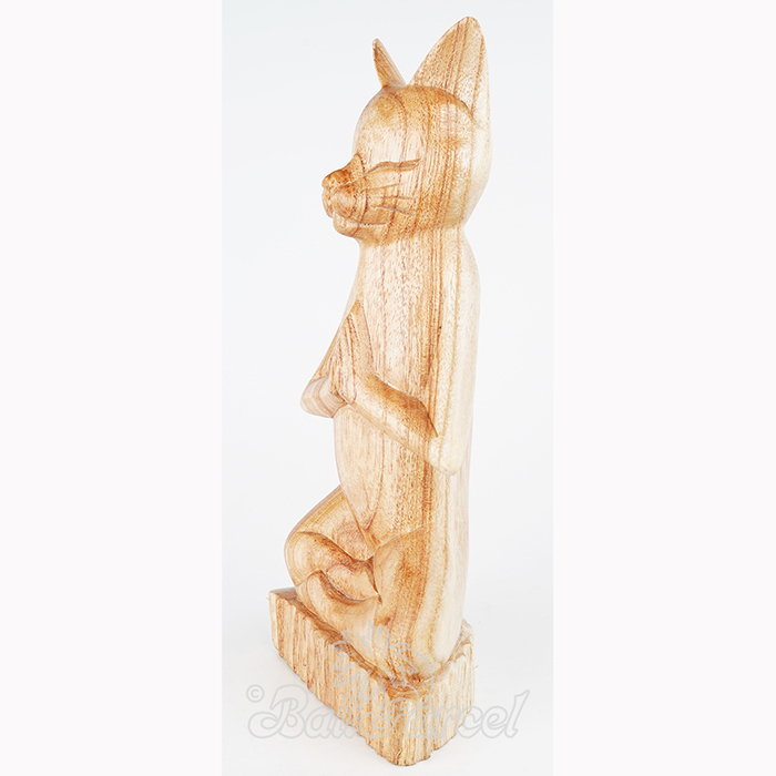 Wooden Cat Meditation, Handmade From Hibiscus Wood