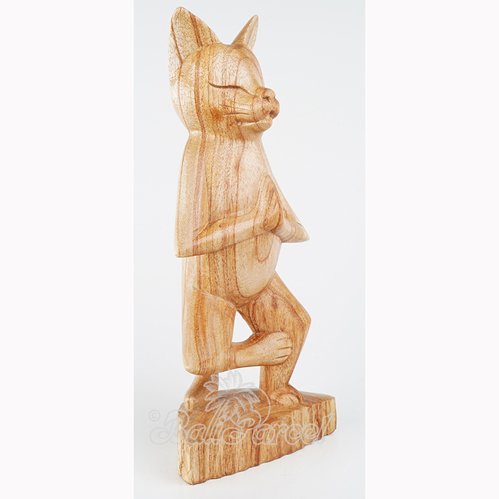 Wooden Cat Meditation, Handmade From Hibiscus Wood