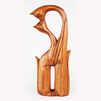 Wooden Cat, Handmade From Hibiscus Wood
