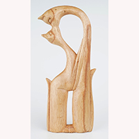 Wooden Cat, Handmade From Hibiscus Wood