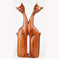 Wooden Cat, Handmade From Hibiscus Wood