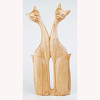 Wooden Cat, Handmade From Hibiscus Wood