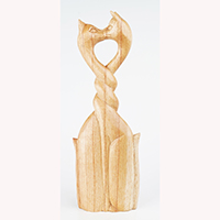 Wooden Cat, Handmade From Hibiscus Wood