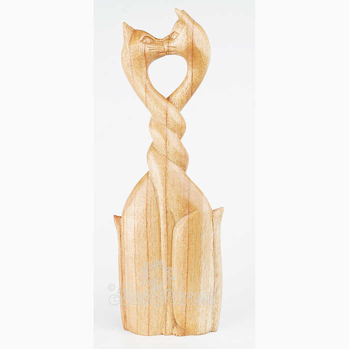 Wooden Cat, Handmade From Hibiscus Wood