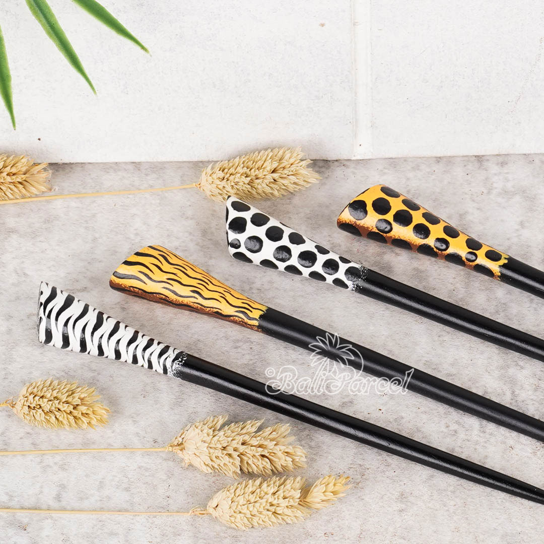 Assorted Hair Ornament With Painted, Handmade From Pinus Wood