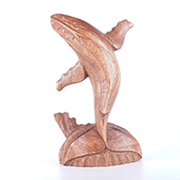 Wooden Whale Standing, Hand Made From Albesia Wood