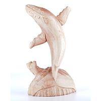 Wooden Whale Standing, Hand Made From Albesia Wood