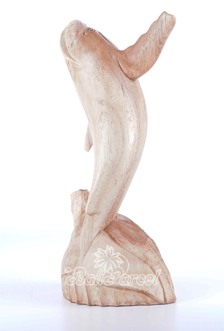 Wooden Whale Standing, Hand Made From Albesia Wood