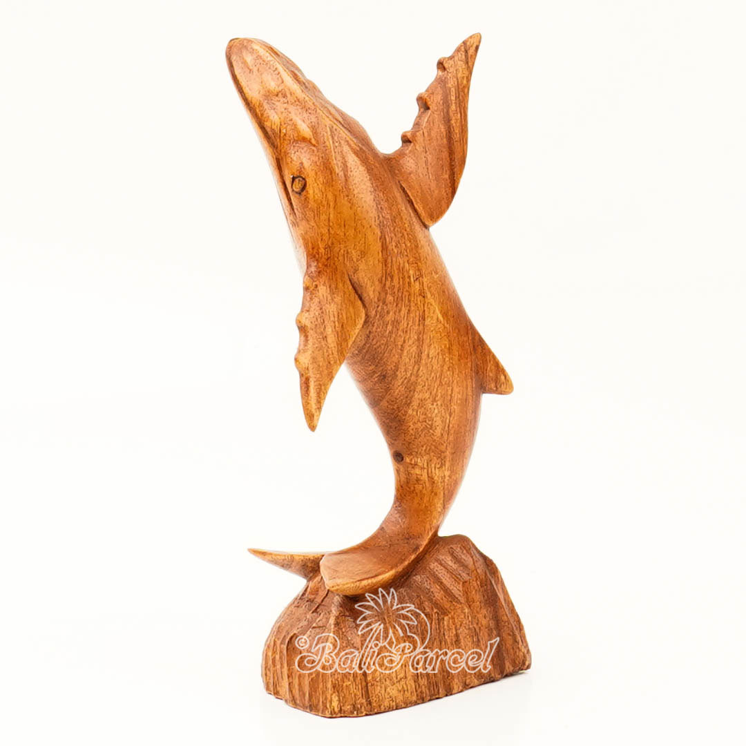 Wooden Whale Standing, Hand Made From Albesia Wood
